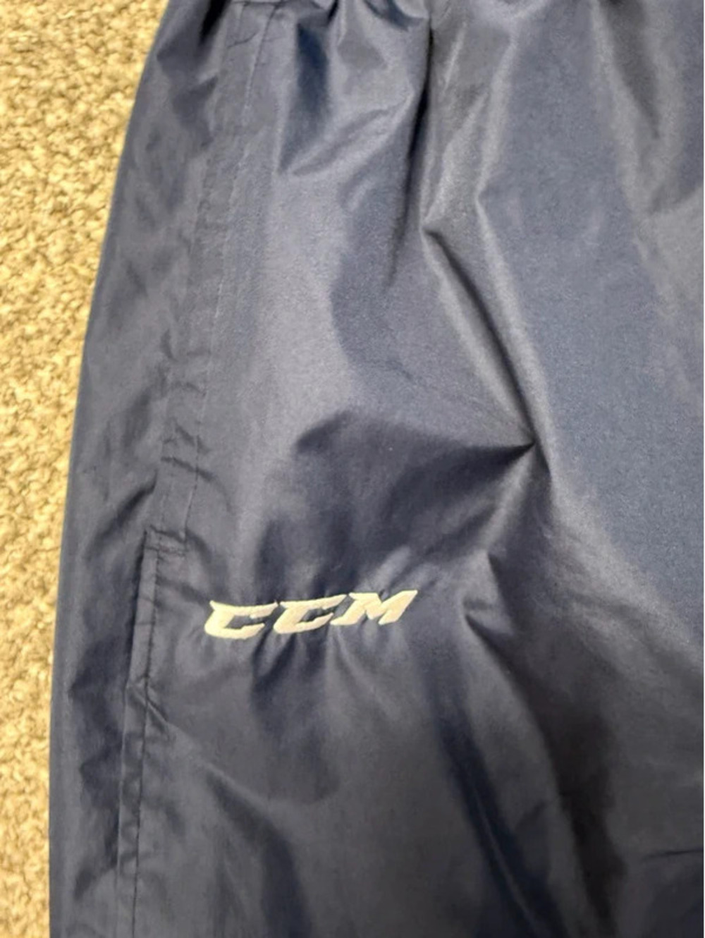 CCM Navy Blue Lightweight Mesh-Lined Rink Warm-Up Track Pants - Size Medium